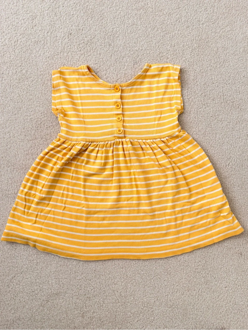Hannah Yellow & White Striped Button-Front Casual Play Dress